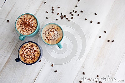 Spending time with three cups of coffee Stock Photo