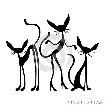 Three cute cats. Vector Illustration