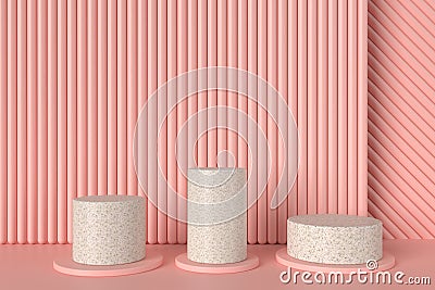 Three cylinders stands with pink tube Cartoon Illustration