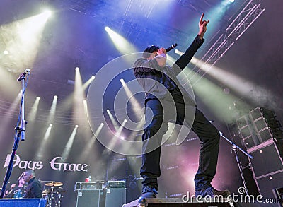 Three Days Grace band performs at Atlas Weekend. Kiev, Ukraine. Editorial Stock Photo