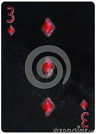 Three of diamonds playing card Abstract Background Stock Photo