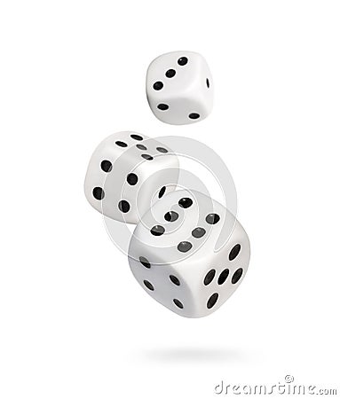 Three dice, isolated on White Stock Photo