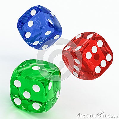 Three dices falling Stock Photo