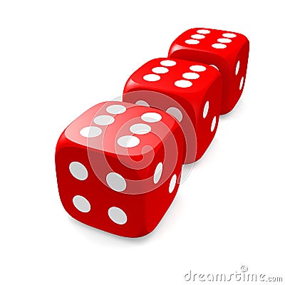 Three dices with six on top Cartoon Illustration