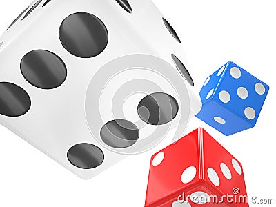 Three dices on white Stock Photo