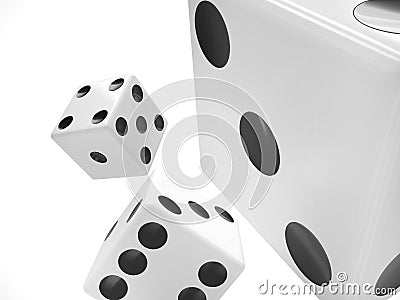 Three dices on white Stock Photo