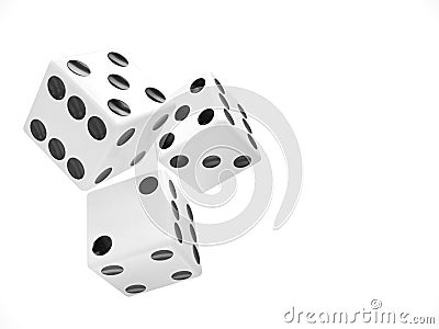 Three dices on white Stock Photo