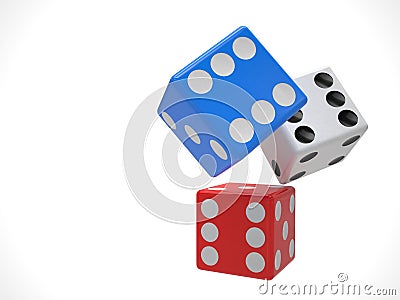 Three dices on white Stock Photo