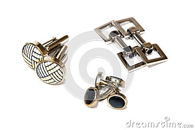 Three Different Design of Cufflink Stock Photo