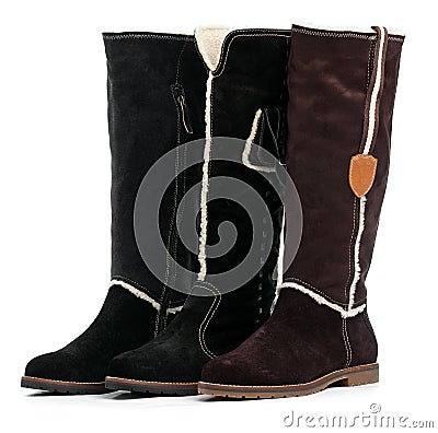 Three different female winter boots Stock Photo