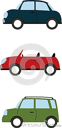 Three different kind of cars Vector Illustration