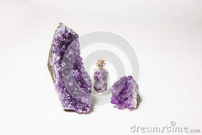 Three different pieces of amethyst Stock Photo