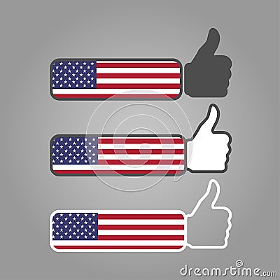 three different thumbs up likes with writing Vector Illustration