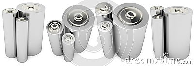 Three different type batteries Cartoon Illustration