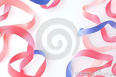 Three dimensional abstract dynamic composition of twisted wavy lines, weaving colored ribbons, futuristic streamline Stock Photo