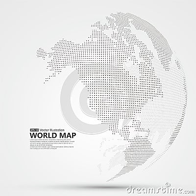 Three-dimensional abstract planet, dots, representing the global, international meaning. Vector Illustration