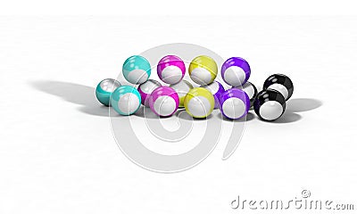 Three-dimensional billiard ball background 3d render Stock Photo