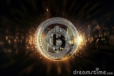 Three-dimensional bitcoin design Stock Photo