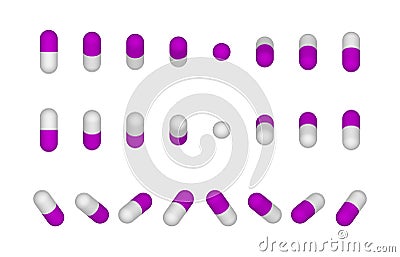 Three-dimensional capsules in different angles Vector Illustration