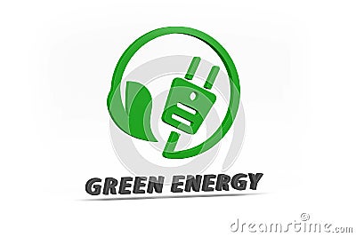 Three dimensional green energy icon isolated on a white background Stock Photo