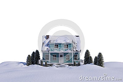 Three dimensional house snow covered Stock Photo