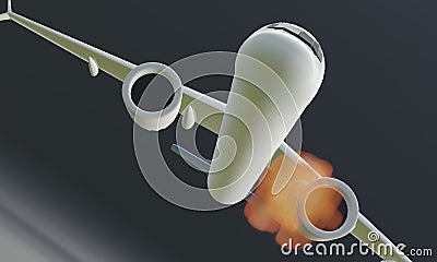 Three-dimensional illustration 3D Dramatization of Boeing 737 Airplane Accident Fire Cartoon Illustration