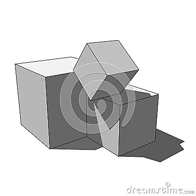 3D image - simple isolated scattered box cubes Vector Illustration