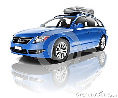 Three Dimensional Image of a Blue Car Stock Photo