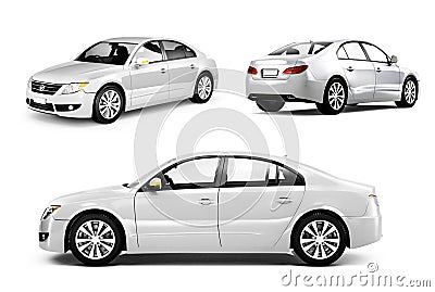 Three Dimensional Image of a White Car Stock Photo