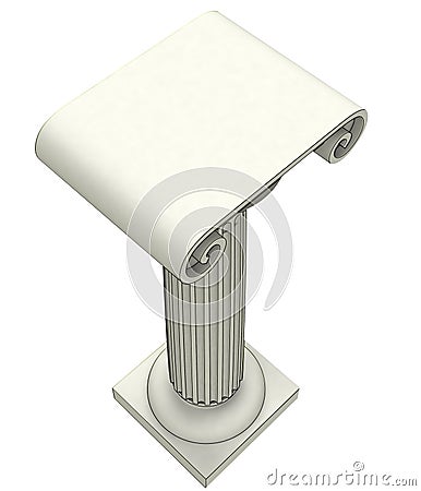 Three dimensional ionic marble column top Cartoon Illustration