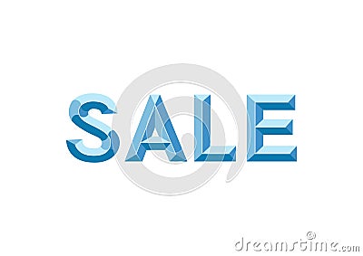 Three dimensional lettering of Sale in blue isolated on white background Vector Illustration