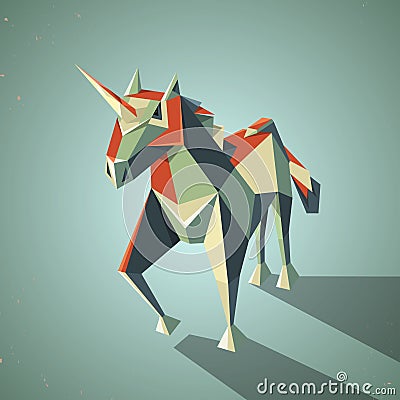Three dimensional magic origami unicorn from Vector Illustration