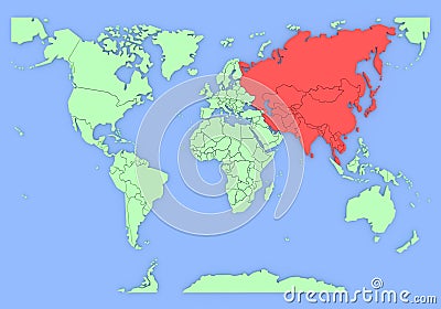 Three-dimensional map of Asia isolated. 3d Stock Photo