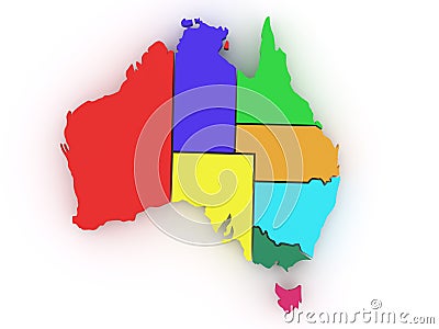 Three-dimensional map of Australia Stock Photo