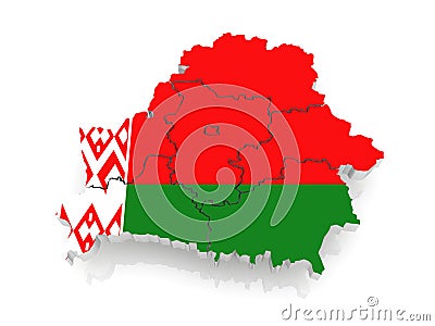 Three-dimensional map of Belarus. Stock Photo