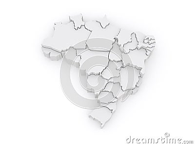 Three-dimensional map of Brazil. Stock Photo