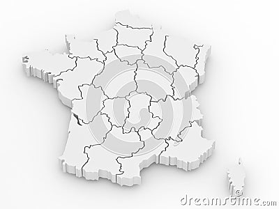 Three-dimensional map of France Stock Photo