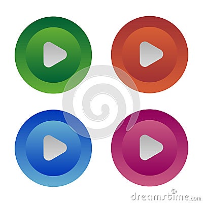 Three-dimensional play buttons. Computer interface. Vector illustration. Vector Illustration