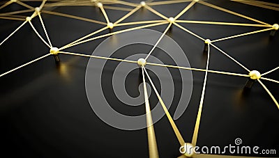 Three-dimensional representation of a blockchain network featuring interconnected blocks Stock Photo