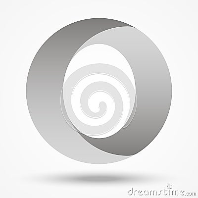 Three-dimensional ring. Abstract logo with shadows as a letter O Vector Illustration