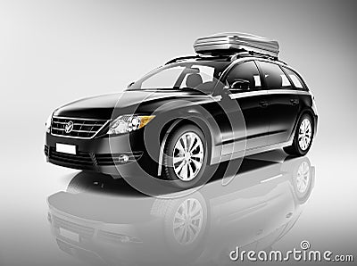 Three-Dimensional Shape Black Sedan Studio Shot Stock Photo