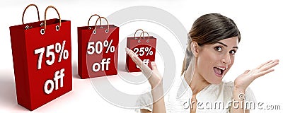 Three dimensional shopping bags Stock Photo