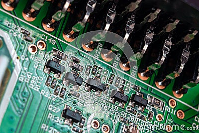 Three-dimensional view of the electronic Board of a digital set-top box, motherboard Stock Photo