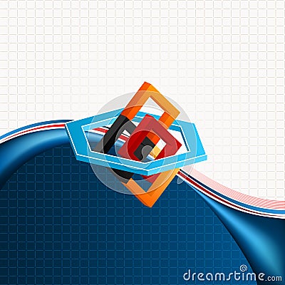 Three dimensions geometric composition with hexagons and squares on geometric linear design Vector Illustration