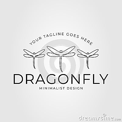 Three dragonfly or damselfly minimalist logo vector illustration design. flying insect icon Vector Illustration