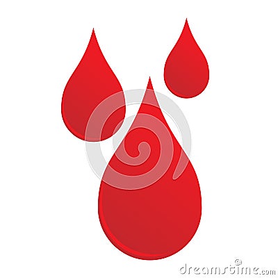 Three drops liquid of red blood shape sign. Vector illustration flat icon of medical health tests and blood sampling Vector Illustration