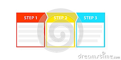 Three 3 easy steps process template Vector Illustration