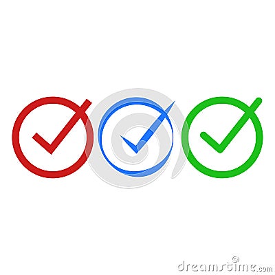 Three electric blue check marks on white background Vector Illustration