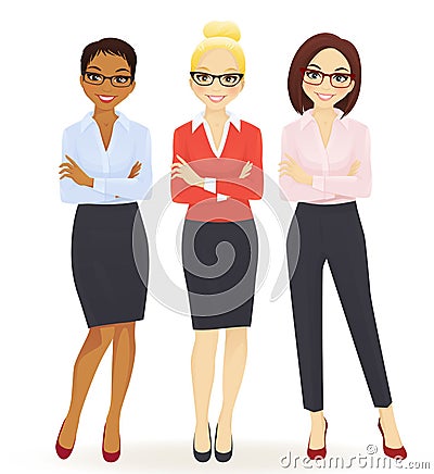 Three elegant business women Vector Illustration