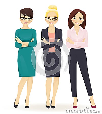 Three elegant business women Vector Illustration